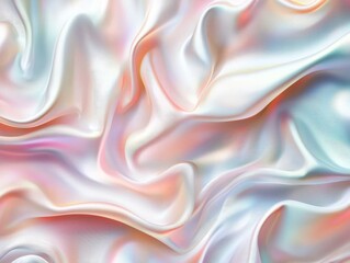 Obraz premium A soft, iridescent fabric drapes elegantly, showcasing waves of pastel hues and a smooth, lustrous surface.