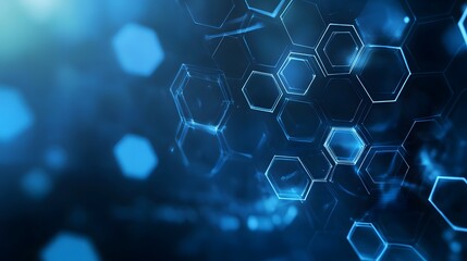 Abstract Blue Hexagon Pattern with Glowing Lines