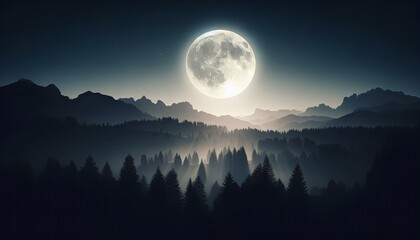 night landscape with moon