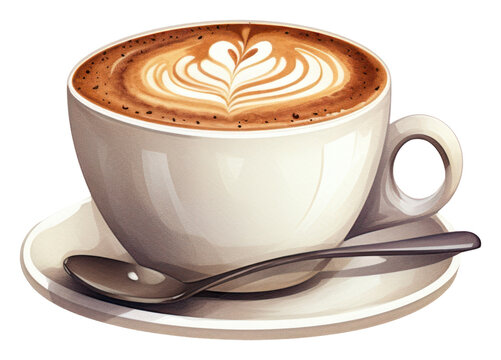 PNG Coffee cup saucer latte drink.