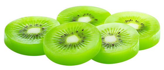 Fototapeta premium Juicy Kiwi Slices: Refreshing Green Kiwi Fruit Slices 