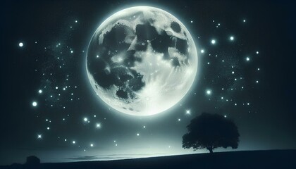 night landscape with moon