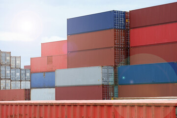 Fototapeta premium Container storage yard international trade perspective