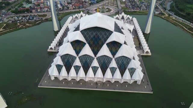Aerial view of the stunning Al-Jabbar Mosque. January 25, 2025, Bandung, Indonesia