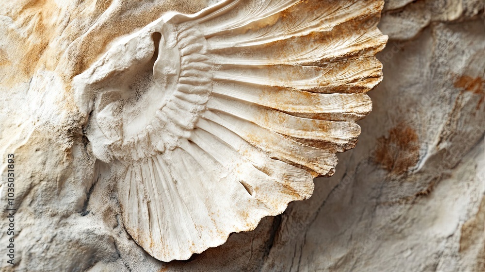 Poster fossilized shell with fan-like structure