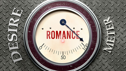 Romance and Desire that is hitting a full scale, showing a very high level of romance, overload of it, too much of it. Maximum value, off the charts.  ,3d illustration