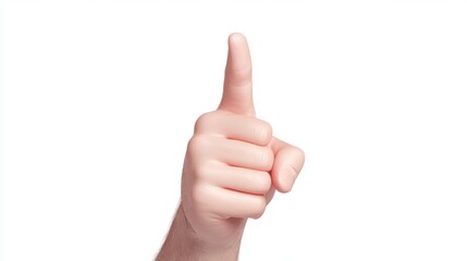 realistic 3d finger pointing gesture, smooth skin texture, peach-toned male hand, vector illustration, clean white background, minimalist design, anatomically accurate, soft shadows