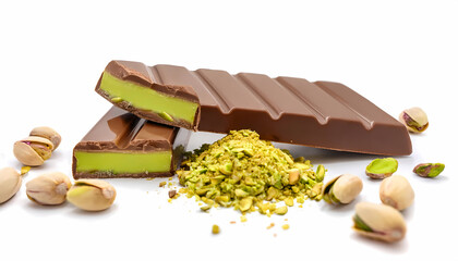 Milk Chocolate Bar with Pistachio Filling and Chopped Pistachios