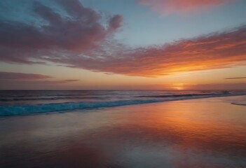 A breathtaking sunset paints the sky with vibrant colors over a calm ocean.