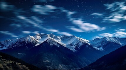 Night landscape with colorful Milky Way Beautiful mountain Starry sky with Milky Way Space background