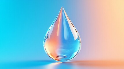 Glowing Water Droplet with Blue and Orange Light Effects
