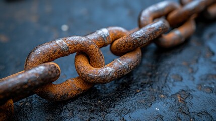 Fototapeta premium A broken chain link on a dark background, symbolizing breaking free from constraints