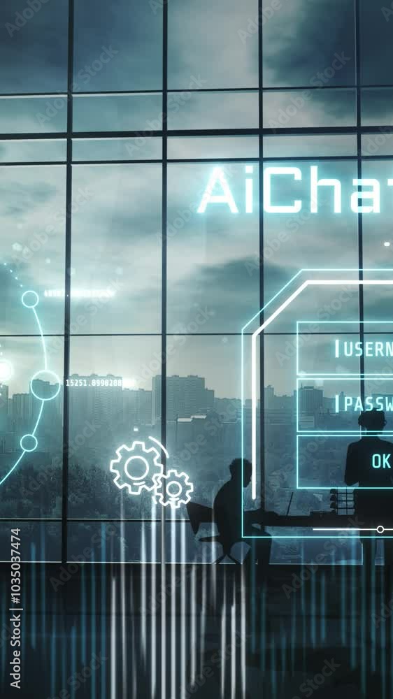 Poster artificial intelligence is used in business. 3d render