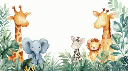 Naklejka premium Adorable Safari Friends in Jungle