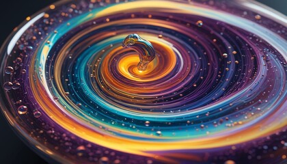 A vibrant potion swirling with iridescent colors, hinting at its unpredictable magical effects, showcased on a polished glass surface, Generative AI