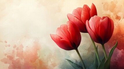 Red Tulips in Watercolor