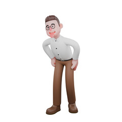Fototapeta premium Male Sociologist 3D Model. A male sociologist is standing leaning forward with both hands on his waist. Professional