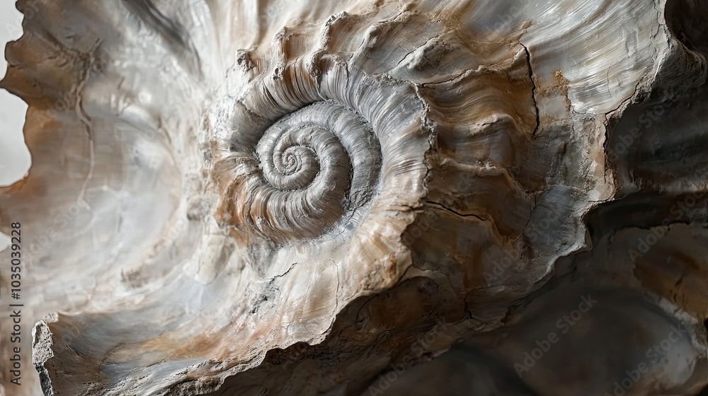 Poster fossilized shell with spiral detail