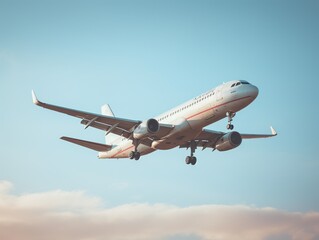 Obraz premium Airplane taking off from the airport. Passenger plane fly up over take-off runway from airport.