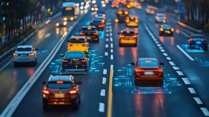 Fototapeta premium Autonomous Vehicles on Highway
