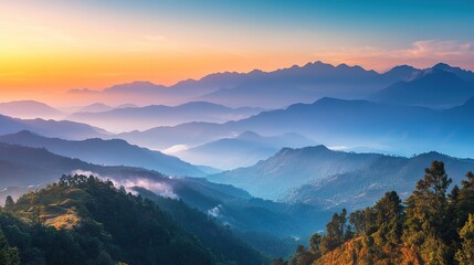 Fototapeta premium Serene Mountain Landscape at Sunset