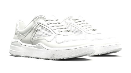 Full white sneakers on white background, including clipping path