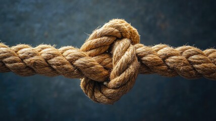 Close-up of knotted, weathered rope against dark background