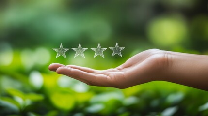 "Hand Holding Five Stars in Nature"