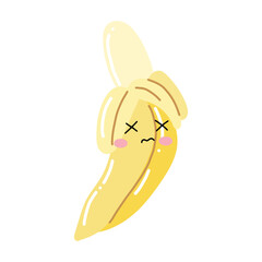 banana emoticon cartoon isolated on white background. banana mascot illustration