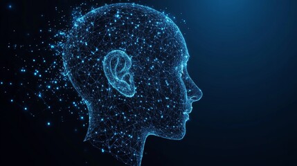 Obraz premium Digital Human Head with Network Connections