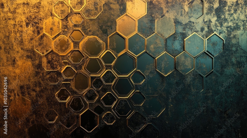 Poster abstract background featuring a digital hexagon design