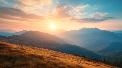 Serene Sunrise Over Mountain Landscape