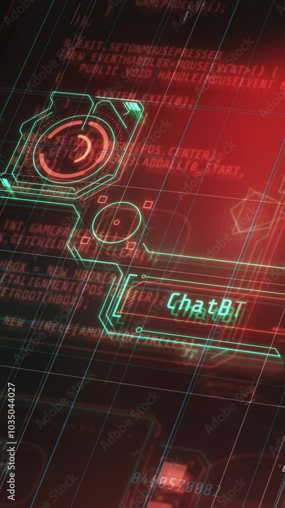 Sticker animated infographic of artificial intelligence in digital space.