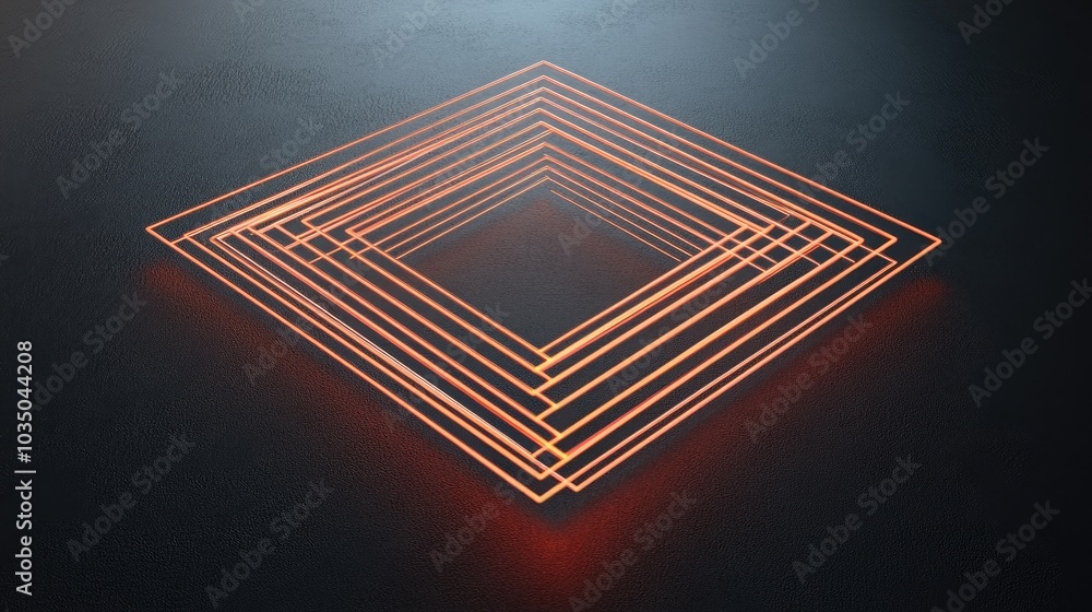 Poster Abstract minimal linear geometry in a modern creative concept with flat style against a dark gray background 3D rendering