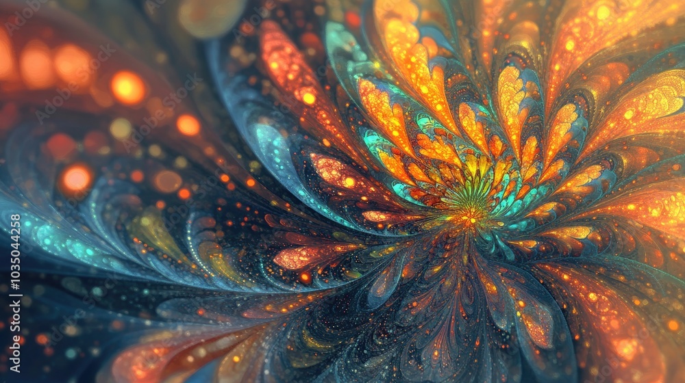 Poster fractal flames and abstract designs combine to create a vibrant visual experience