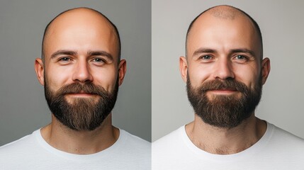 Bald Bearded Man Side by Side