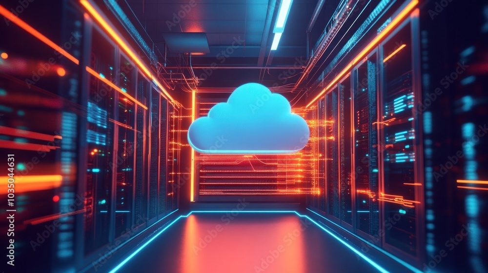 Poster cloud computing data center server room