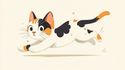 Playful cartoon cat in 2D style illustration