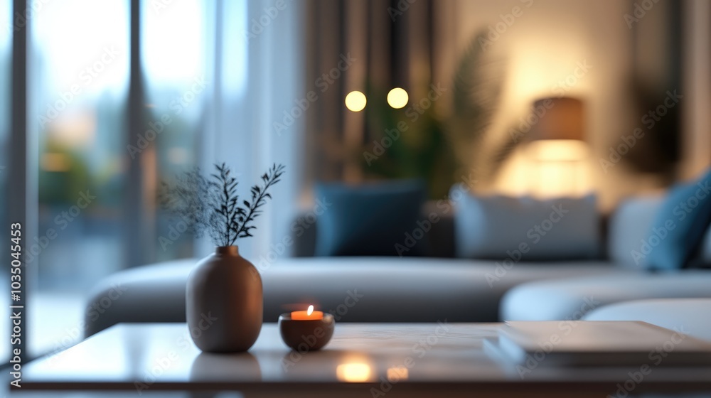 Poster 3d rendering of a blurred background ideal for an abstract illustration related to living room conce