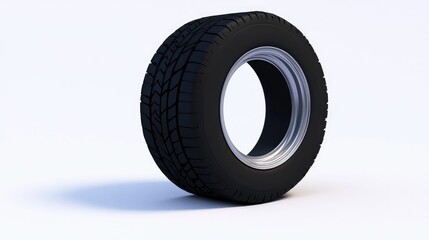 Obraz premium Flat tire on a white background in a 3D illustration