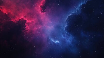 Fototapeta premium Colorful fractal red and blue nebula with star field in a 3D cartoon rendering of a space background Digital painting