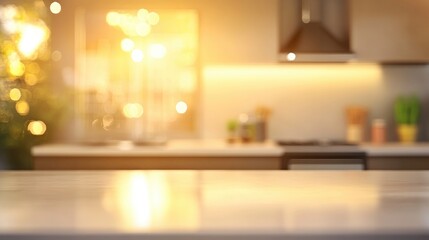 Contemporary kitchen interior with a blurred abstract background