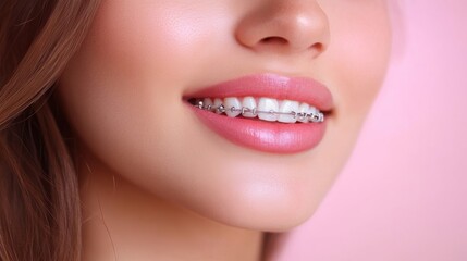 Fototapeta premium Close-up of Smiling Woman with Braces