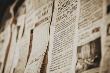 A retro newspaper clipping on a blank canvas highlights timeless headlines and articles that stir memories of the past.