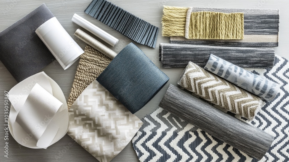 Poster variety of textiles and patterns for design projects