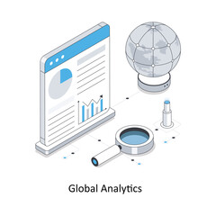 Global Analytics isometric stock illustration. EPS File stock illustration