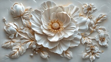 Elegant Floral Bas-Relief Art