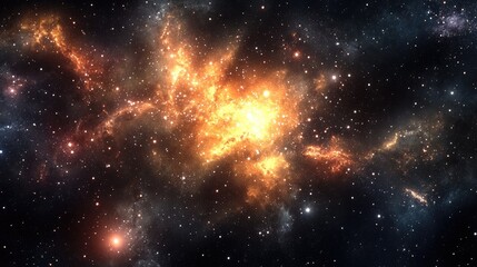 Naklejka premium 3D cartoon depiction of a nebula with a cluster of stars in deep space Science fiction art