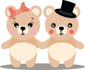 Cute couple of teddy bears in love