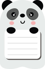 Cute panda notebook sticker and school label